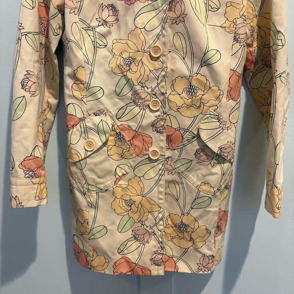Ann Taylor Loft Jacket Womens XS Petite Floral Print Spring Coat Pockets Buttons - Picture 4 of 14
